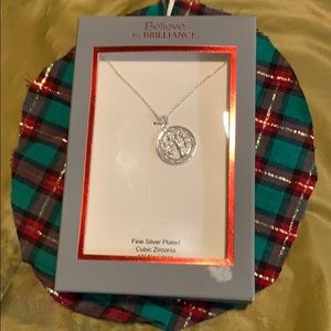 18 in,  silver plated cubic zirconia, necklace